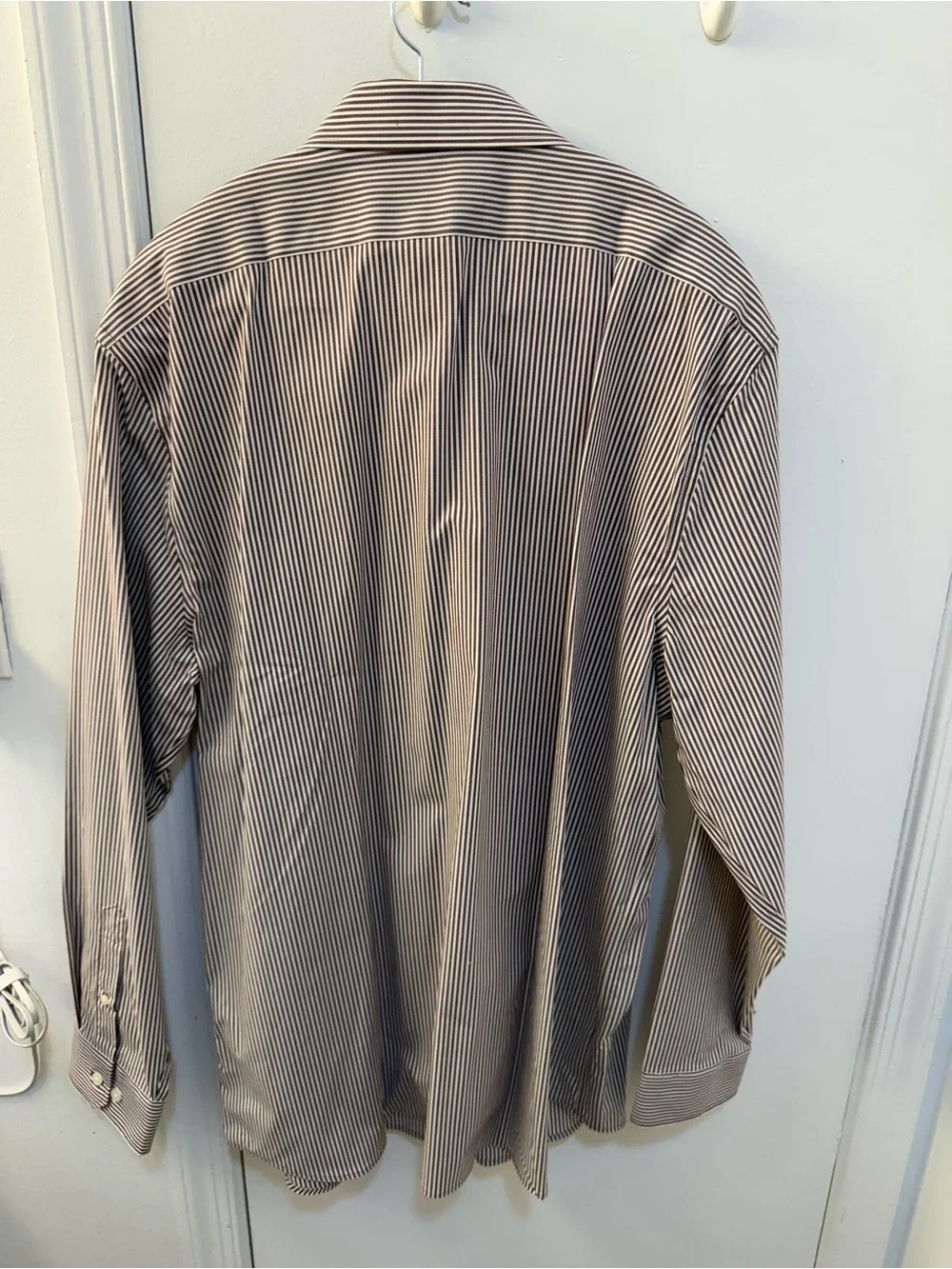 Banana Republic Men's Slim Stripe Dress Shirt - Brown & White